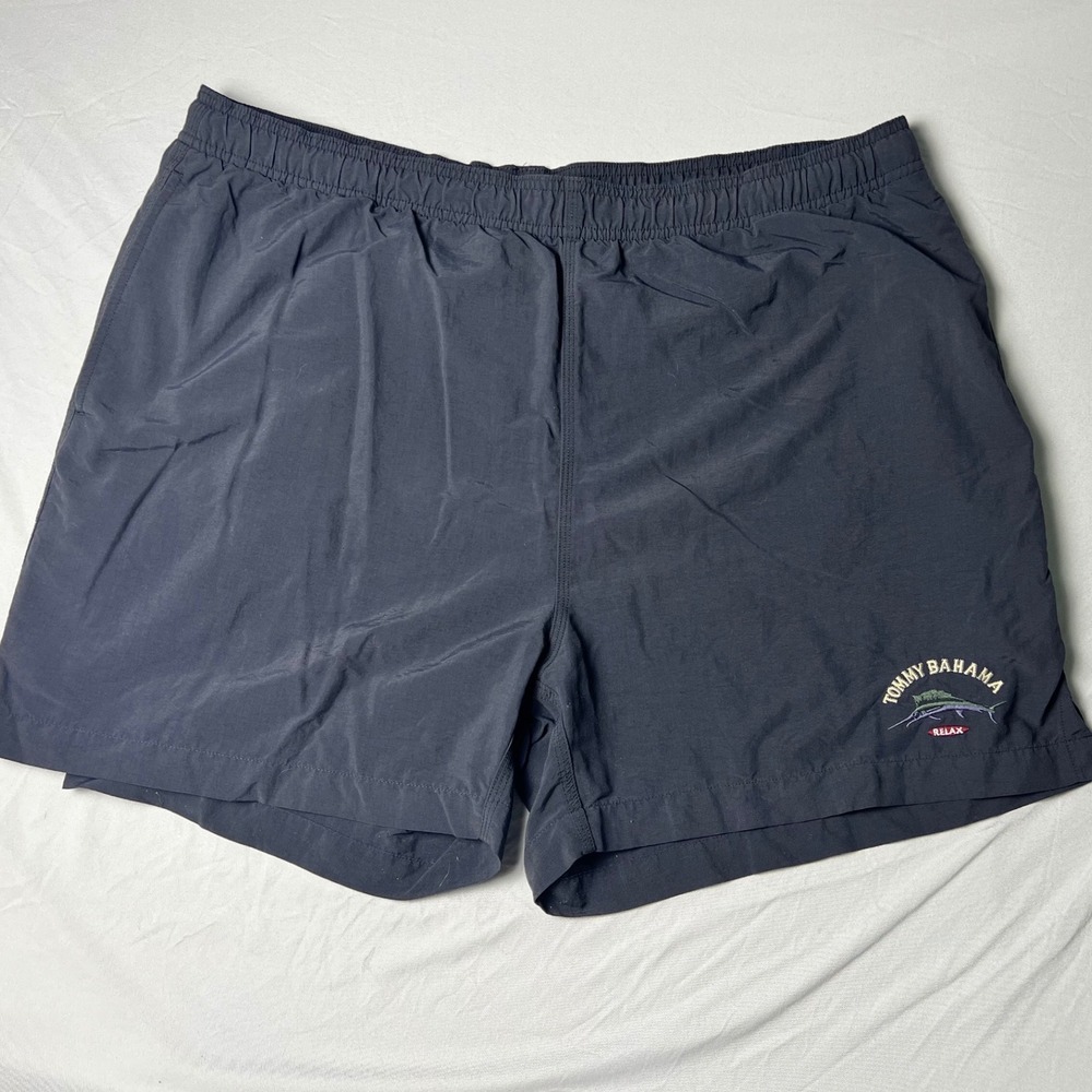 Tommy Bahama Relax Mens Black Swim Trunks Board Shorts Large Marlin Mesh Lining